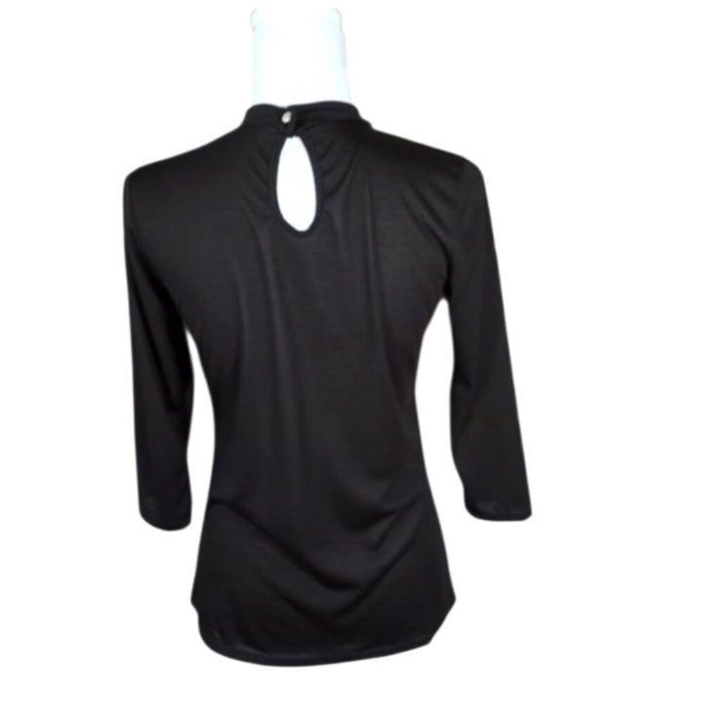 AVITAL BLACK RUFFLE BLOUSE SZ.M EUC. - Picture 4 of 6